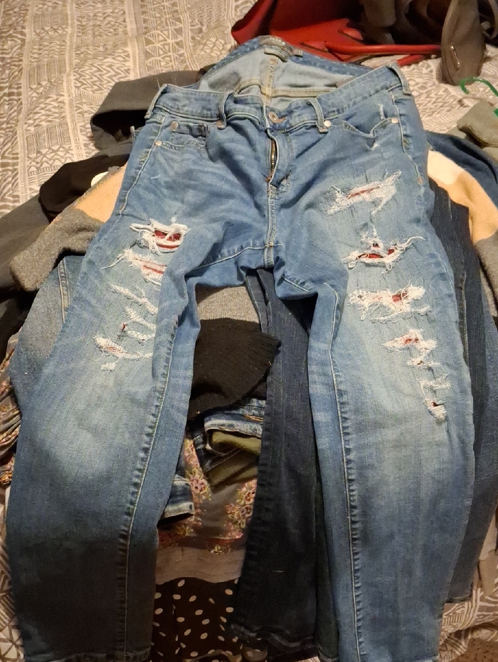 torrid Blue Vintage Stretch Boyfriend Jeans with Orange Stitching